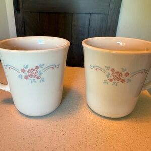 Floral Patterned Ceramic Mugs - Set of 2